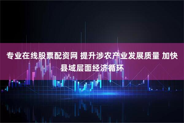 专业在线股票配资网 提升涉农产业发展质量 加快县域层面经济循环